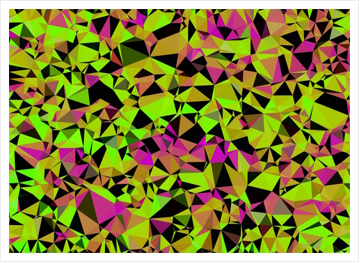 geometric triangle pattern abstract in green black pink Art Print by Timmy333