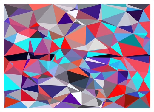 geometric triangle polygon pattern abstract background in red blue purple Art Print by Timmy333