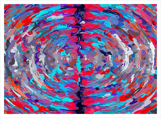 psychedelic circle pattern painting abstract background in blue red purple Art Print by Timmy333