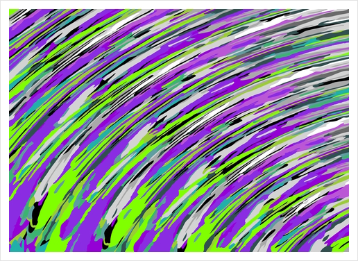 curly line pattern abstract background in purple and green Art Print by Timmy333