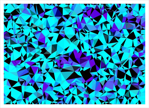 geometric triangle pattern abstract in blue purple black Art Print by Timmy333