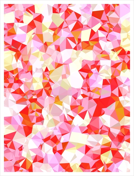 geometric triangle pattern abstract in pink red orange Art Print by Timmy333