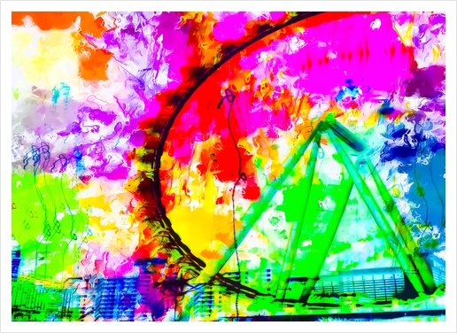 ferris wheel in the city at Las Vegas, USA with colorful painting abstract background Art Print by Timmy333