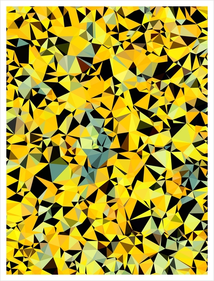 geometric triangle pattern abstract in yellow green black Art Print by Timmy333