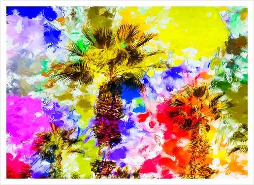 palm tree with colorful painting texture abstract background Art Print by Timmy333