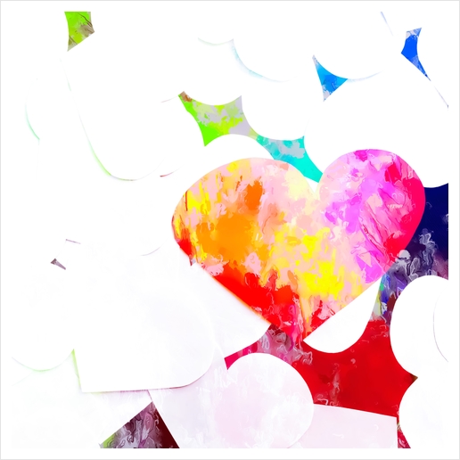 heart shape pattern with red pink blue yellow orange painting abstract background Art Print by Timmy333