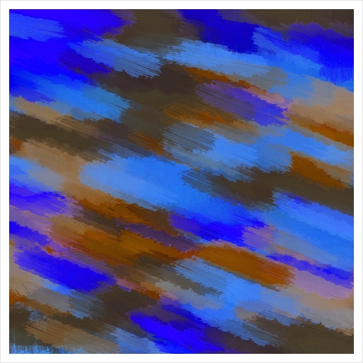 camouflage splash painting abstract in blue brown and dark blue Art Print by Timmy333