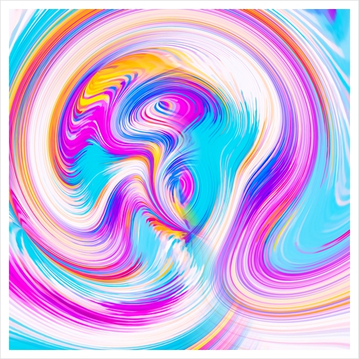 pink blue yellow and white spiral pattern abstract background Art Print by Timmy333