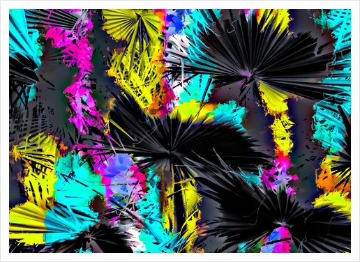 palm leaf texture abstract with painting texture background in pink blue yellow Art Print by Timmy333