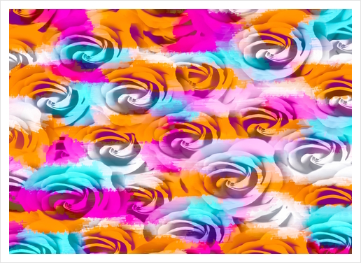 closeup rose texture pattern abstract background in pink orange blue Art Print by Timmy333