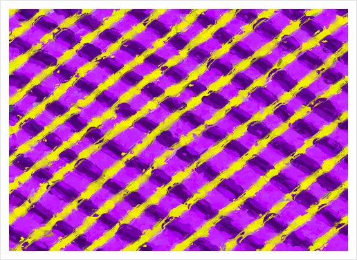 line pattern painting abstract background in purple and yellow Art Print by Timmy333