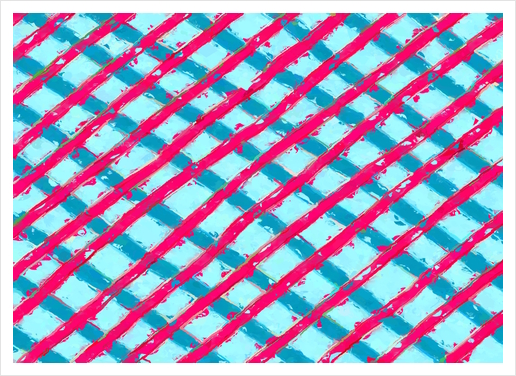 line pattern painting abstract background in blue and red Art Print by Timmy333