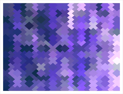 geometric square pixel pattern abstract in purple Art Print by Timmy333