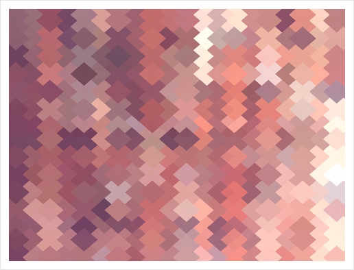 geometric square pixel pattern abstract in brown Art Print by Timmy333