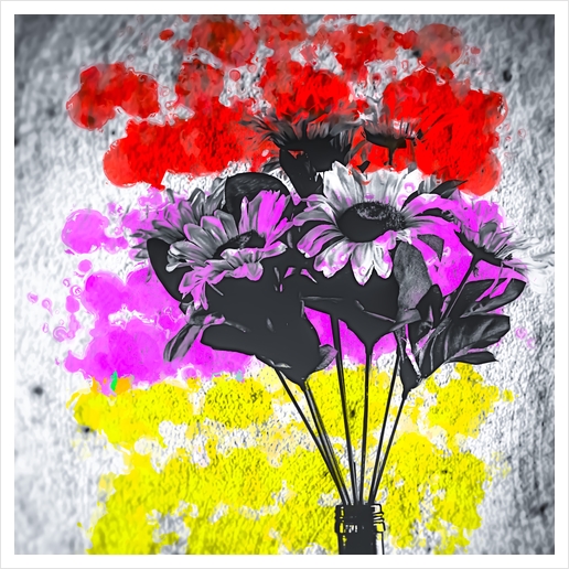 flower with colorful painting abstract background in red pink yellow Art Print by Timmy333