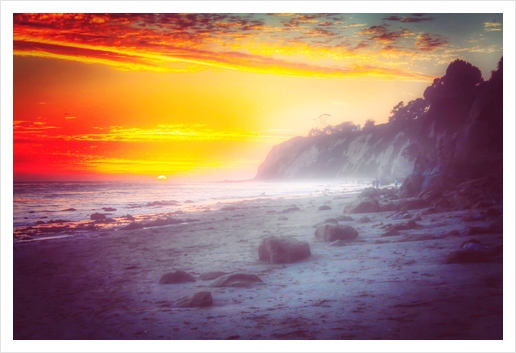 California summer beach sunset with beautiful cloudy sky Art Print by Timmy333