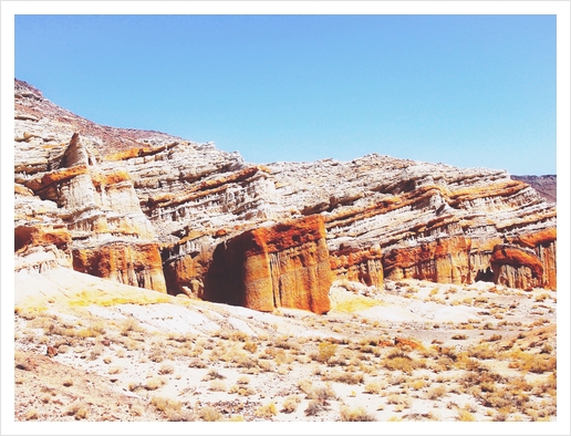 sand desert with orange mountain in California, USA with summer blue sky Art Print by Timmy333