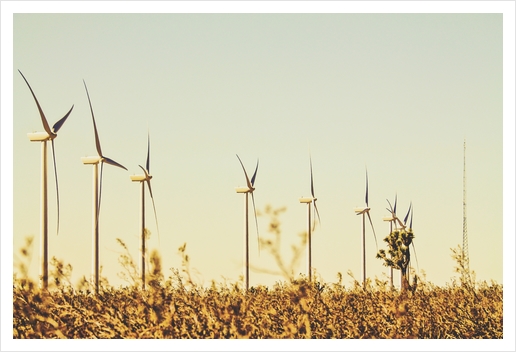 wind turbine in the middle of the desert Art Print by Timmy333