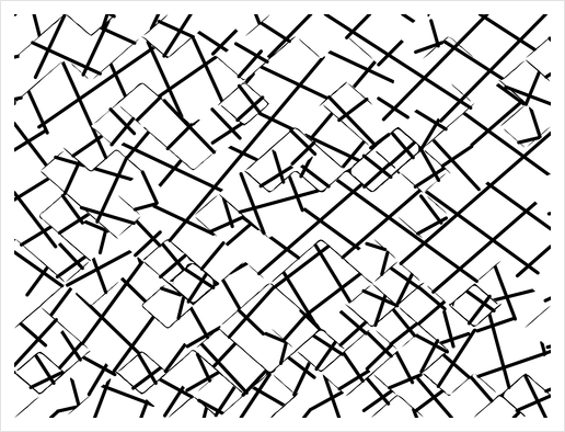 geometric square shape abstract background in black and white Art Print by Timmy333