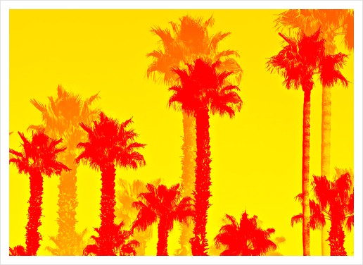 orange palm tree pattern abstract with yellow background Art Print by Timmy333