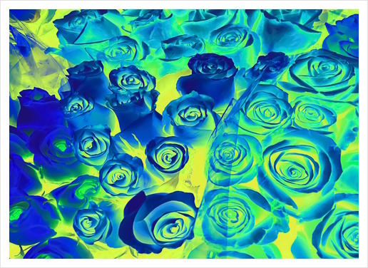 bouquet of roses texture pattern abstract in blue and green Art Print by Timmy333