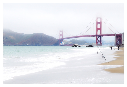 Golden Gate bridge, San Francisco, USA with beach view Art Print by Timmy333