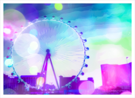 ferris wheel in the city at Las Vegas, USA with the night light bokeh Art Print by Timmy333