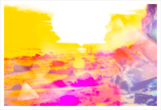 summer sunset at the beach with summer bokeh light abstract Art Print by Timmy333