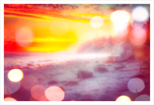 sunset sky at the beach in summer with bokeh light abstract Art Print by Timmy333