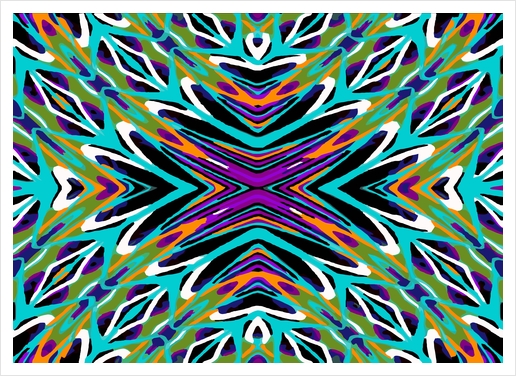 psychedelic geometric graffiti abstract pattern in green blue purple orange Art Print by Timmy333