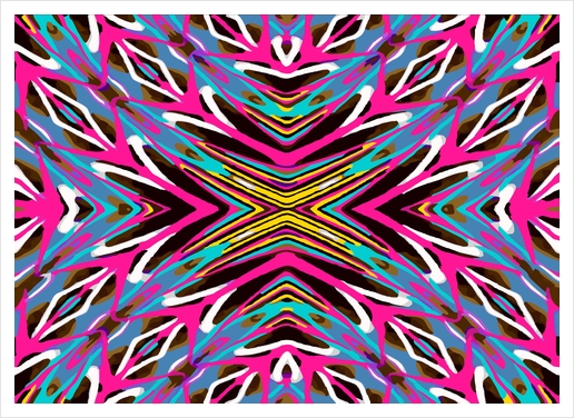 psychedelic geometric graffiti abstract pattern in pink blue yellow brown Art Print by Timmy333