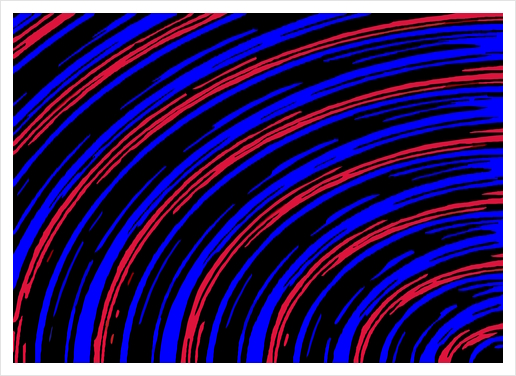 graffiti line drawing abstract pattern in blue red and black Art Print by Timmy333
