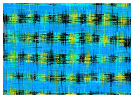 plaid pattern abstract texture in blue yellow black Art Print by Timmy333