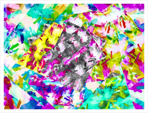 psychedelic splash painting abstract in pink blue yellow green purple Art Print by Timmy333