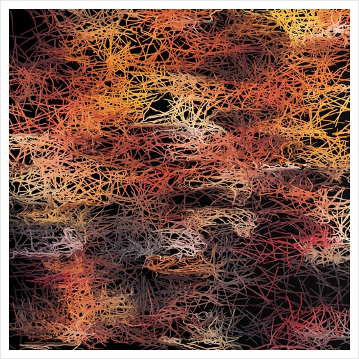 psychedelic camouflage sketching abstract pattern in brown orange and black Art Print by Timmy333