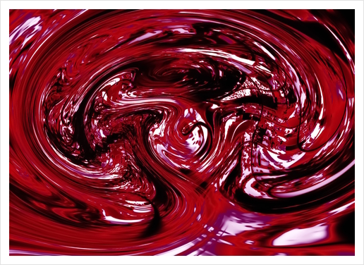 psychedelic spiral line pattern painting abstract background in red Art Print by Timmy333