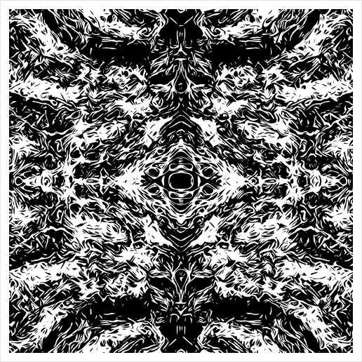 vintage psychedelic graffiti symmetry art abstract in black and white Art Print by Timmy333