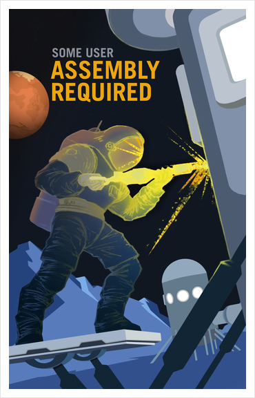 Assembly Required to Build our Future on Mars and its Moons - NASA KSC Space Tourism Poster Art Print by Space Travel