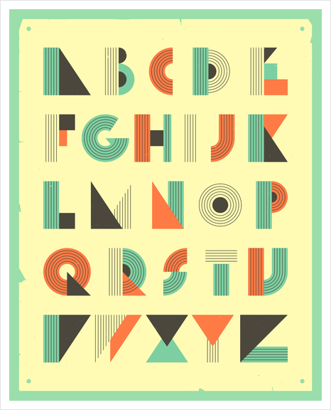 RETRO ALPHABET - BEIGE Art Print by Jazzberry Blue