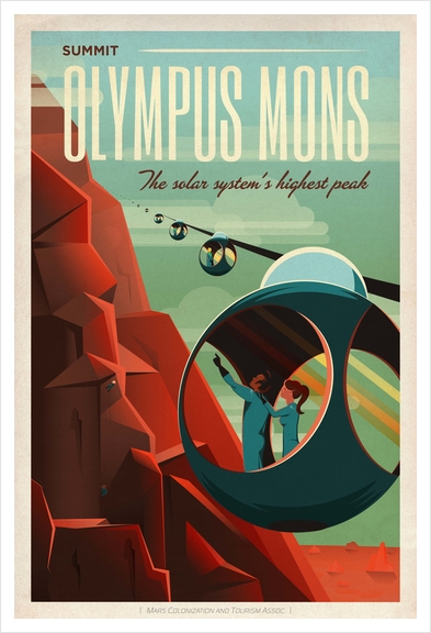 SpaceX Summit Olympus Mons - The Solar System's Highest Peak - SpaceX Mars Tourism Poster Art Print by Space Travel