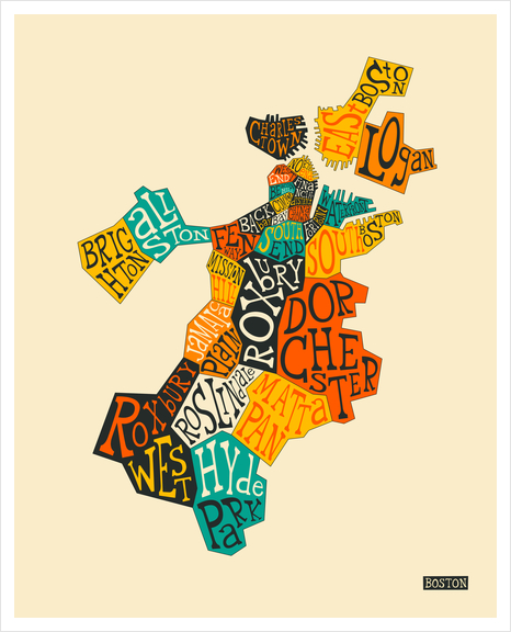 BOSTON NEIGHBORHOODS Art Print by Jazzberry Blue