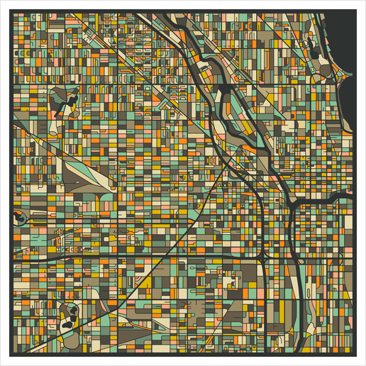 CHICAGO MAP 2 Art Print by Jazzberry Blue
