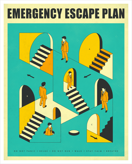 EMERGENCY ESCAPE PLAN 1 Art Print by Jazzberry Blue