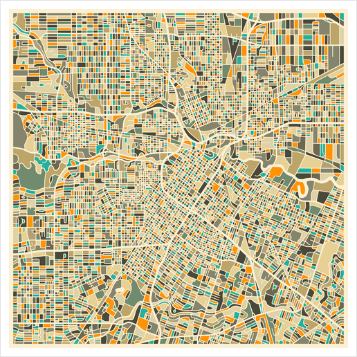 HOUSTON MAP 1 Art Print by Jazzberry Blue