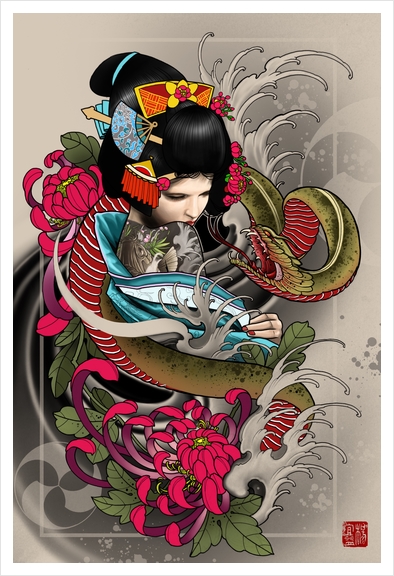 Geisha Art Print by Elvintattoo