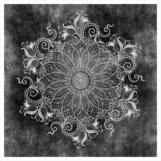 Mandala - Coal Art Print by aleibanez