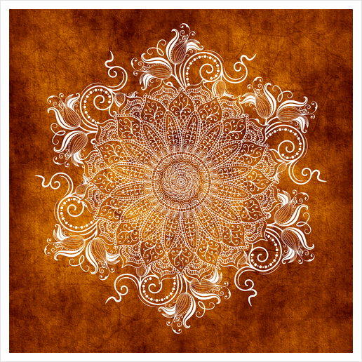 Mandala - Tangerine Art Print by aleibanez