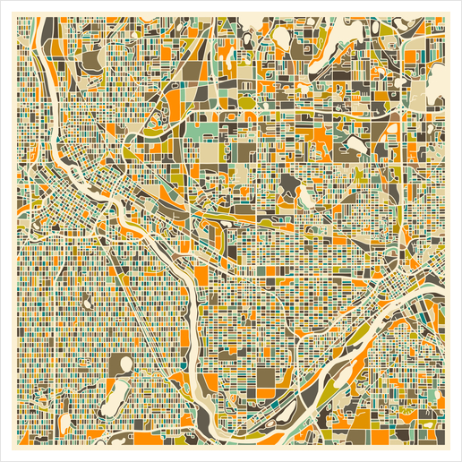 TWIN CITIES MAP 1 Art Print by Jazzberry Blue