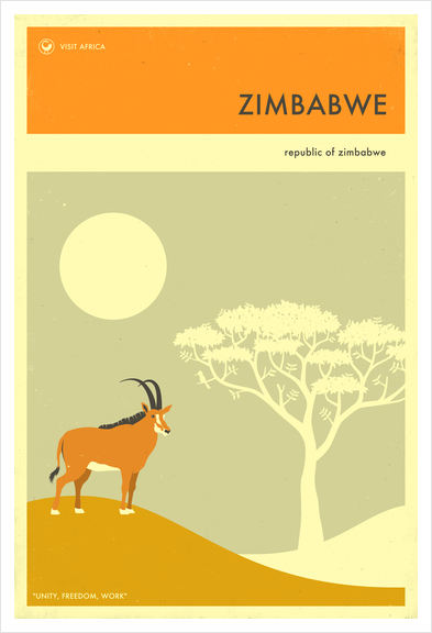 VISIT ZIMBABWE Art Print by Jazzberry Blue