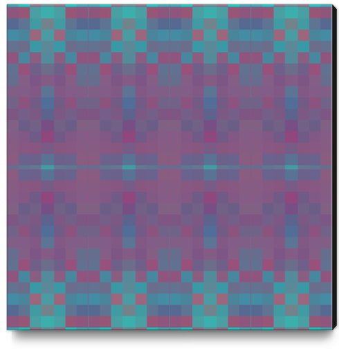geometric symmetry art pixel square pattern abstract background in purple blue pink Canvas Print by Timmy333